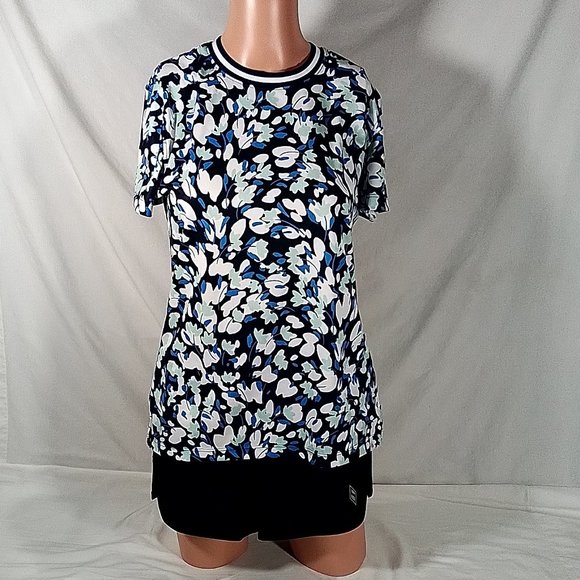 Lady Hagen Tops - Women's Lady Hagen Off To The Races SS Crew Ditsy Buds Navy-Sz S-New with Tags